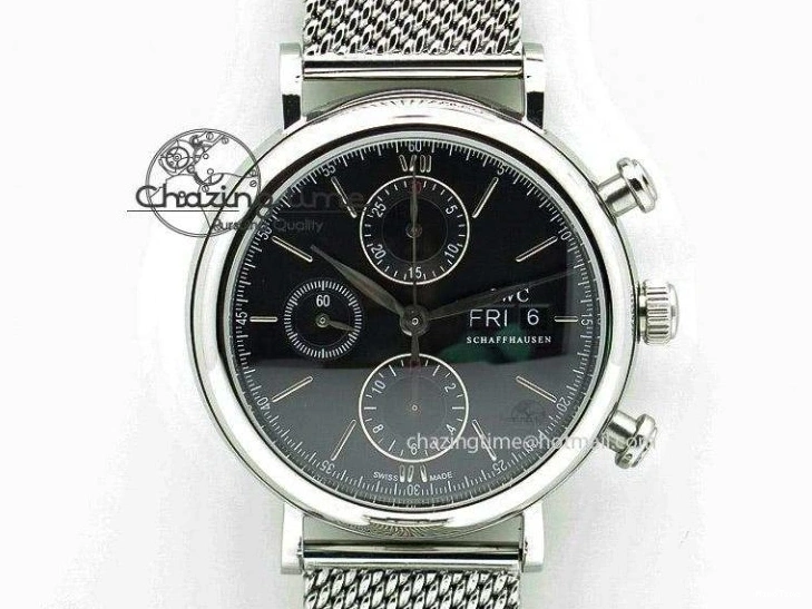 MIROTIME 0210 Fashionable Portofino IW458101 Diamond Bezel SS MK 1:1 Best Edition Blue Dial On Blue Leather Strap MIYOTA 7169